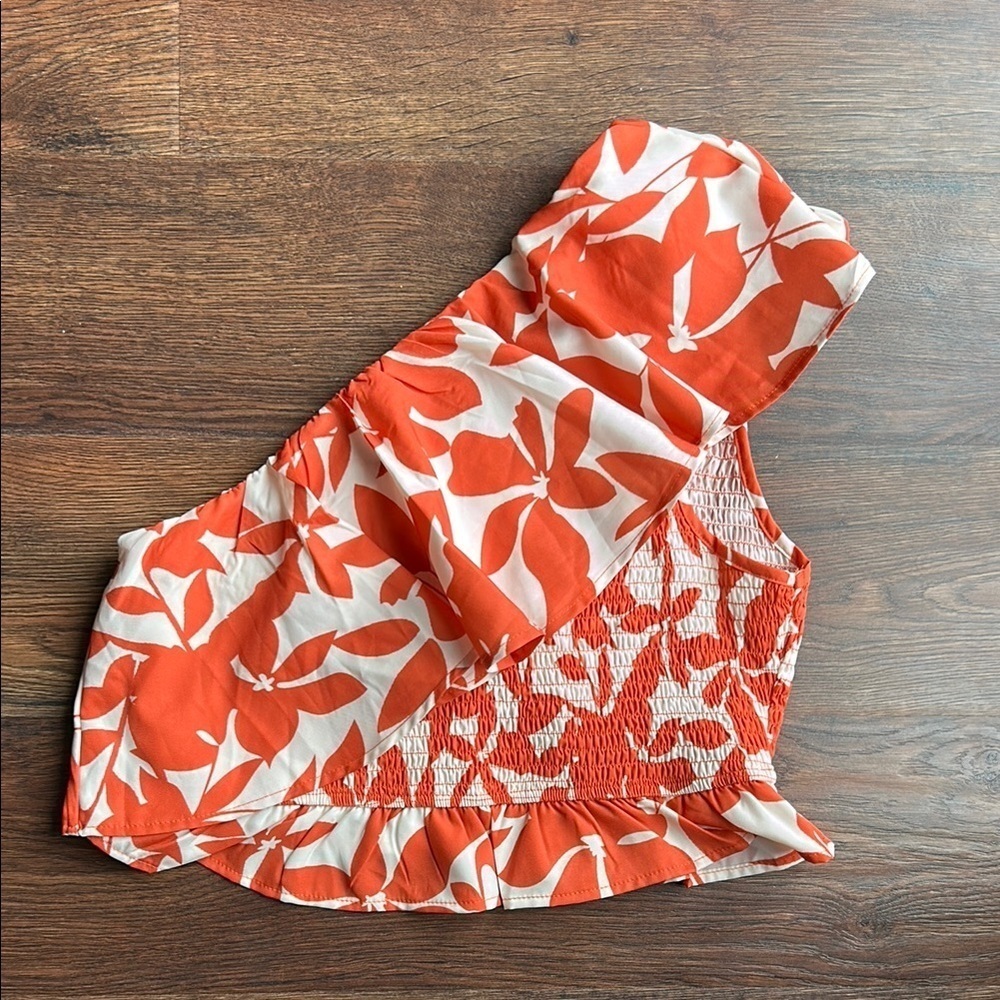 Orange and White One Shoulder Top | Vibrant Summer Top | One Shoulder | Crop Top